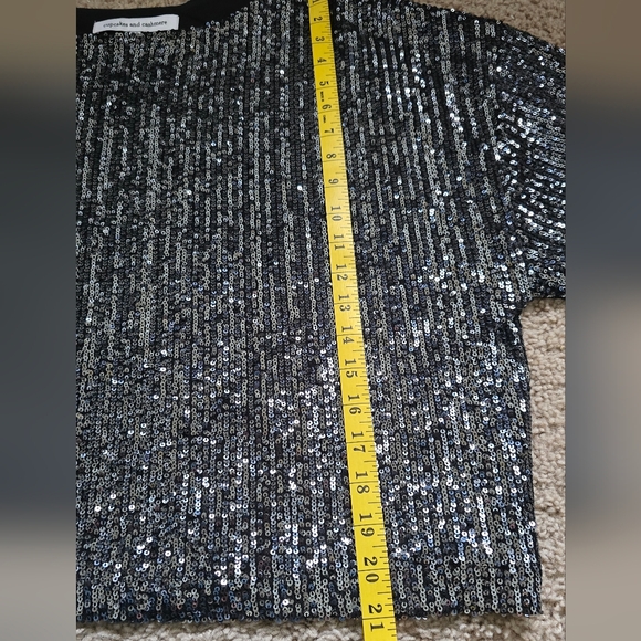 Elegant Black Sequin Women's Top Sz. Medium Cupcake & Cashmere - Picture 6 of 11